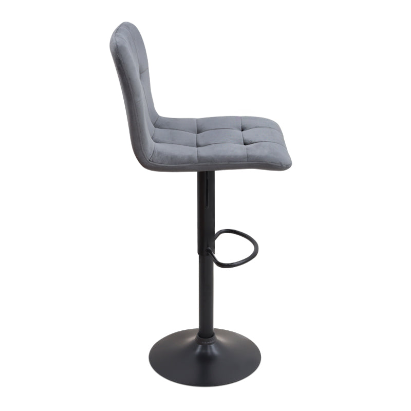 Σκαμπό μπαρ Carmelo Megapap με ρυθμιζόμενο ύψος βελούδο γκρι - βάση μαύρο ματ 45x42x90/113εκ. - Hippiehome.gr