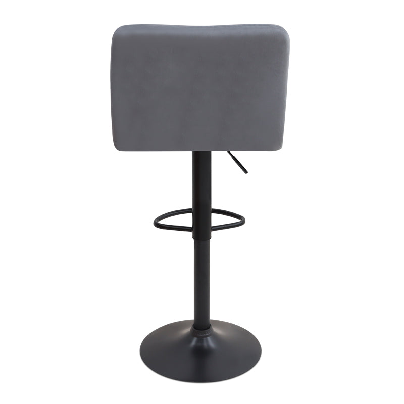 Σκαμπό μπαρ Carmelo Megapap με ρυθμιζόμενο ύψος βελούδο γκρι - βάση μαύρο ματ 45x42x90/113εκ. - Hippiehome.gr