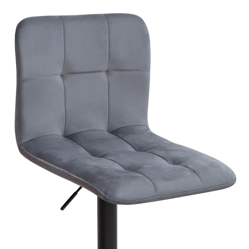 Σκαμπό μπαρ Carmelo Megapap με ρυθμιζόμενο ύψος βελούδο γκρι - βάση μαύρο ματ 45x42x90/113εκ. - Hippiehome.gr