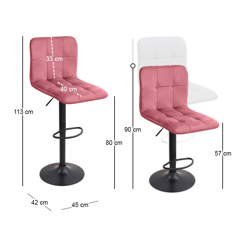 Σκαμπό μπαρ Carmelo Megapap με ρυθμιζόμενο ύψος βελούδο σάπιο μήλο - βάση μαύρο ματ 45x42x90/113εκ. - Hippiehome.gr