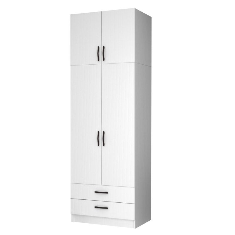 Ντουλάπα ρούχων Ricardo Megapap δίφυλλη με πατάρι χρώμα λευκό 80x51,8x240εκ. - Hippiehome.gr