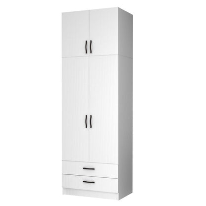 Ντουλάπα ρούχων Ricardo Megapap δίφυλλη με πατάρι χρώμα λευκό 80x51,8x240εκ. - Hippiehome.gr