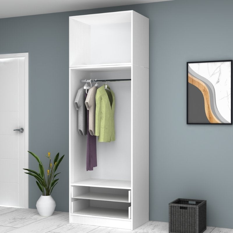 Ντουλάπα ρούχων Ricardo Megapap δίφυλλη με πατάρι χρώμα λευκό 80x51,8x240εκ. - Hippiehome.gr
