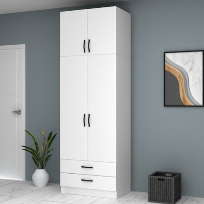 Ντουλάπα ρούχων Ricardo Megapap δίφυλλη με πατάρι χρώμα λευκό 80x51,8x240εκ. - Hippiehome.gr