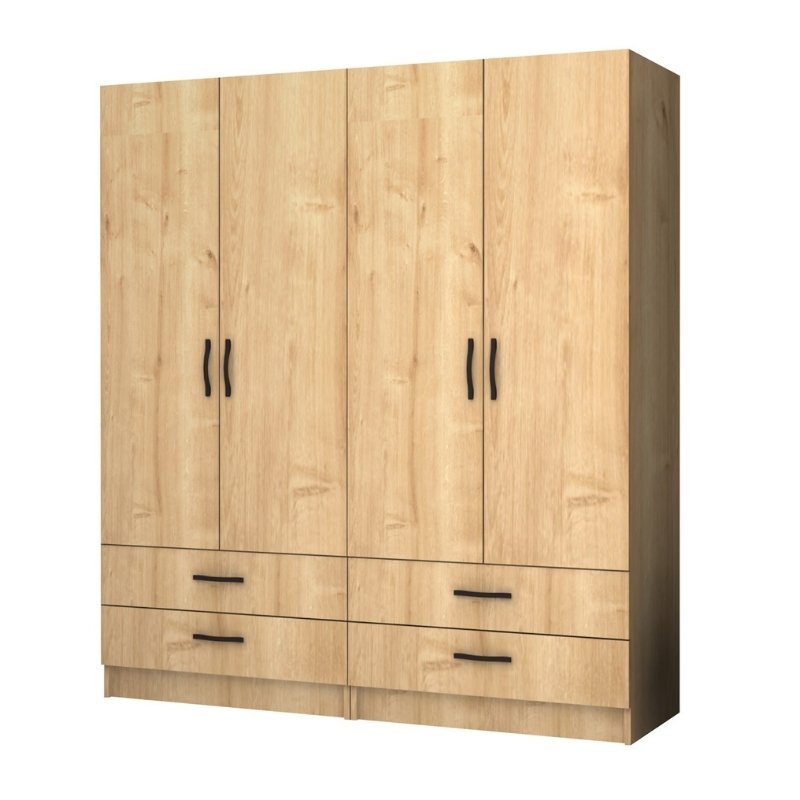 Ντουλάπα ρούχων Ricardo Megapap τετράφυλλη χρώμα φυσικό οξιάς 160x51,8x181εκ. - Hippiehome.gr