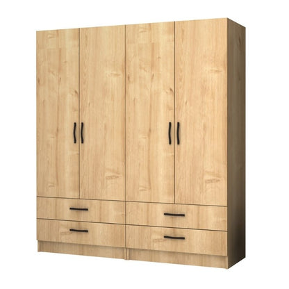 Ντουλάπα ρούχων Ricardo Megapap τετράφυλλη χρώμα φυσικό οξιάς 160x51,8x181εκ. - Hippiehome.gr