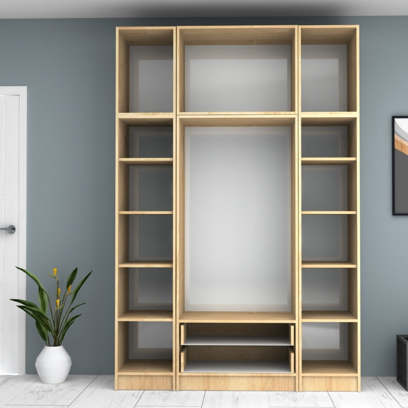 Ντουλάπα ρούχων Ricardo Megapap τετράφυλλη με πατάρι χρώμα φυσικό οξιάς 160x51,8x240εκ. - Hippiehome.gr