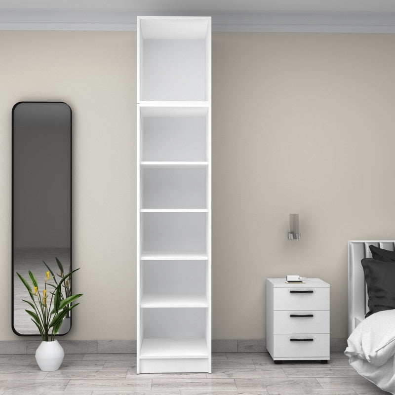 Ντουλάπα ρούχων Victoria Megapap μονόφυλλη με πατάρι χρώμα λευκό 50x60x240εκ. - Hippiehome.gr