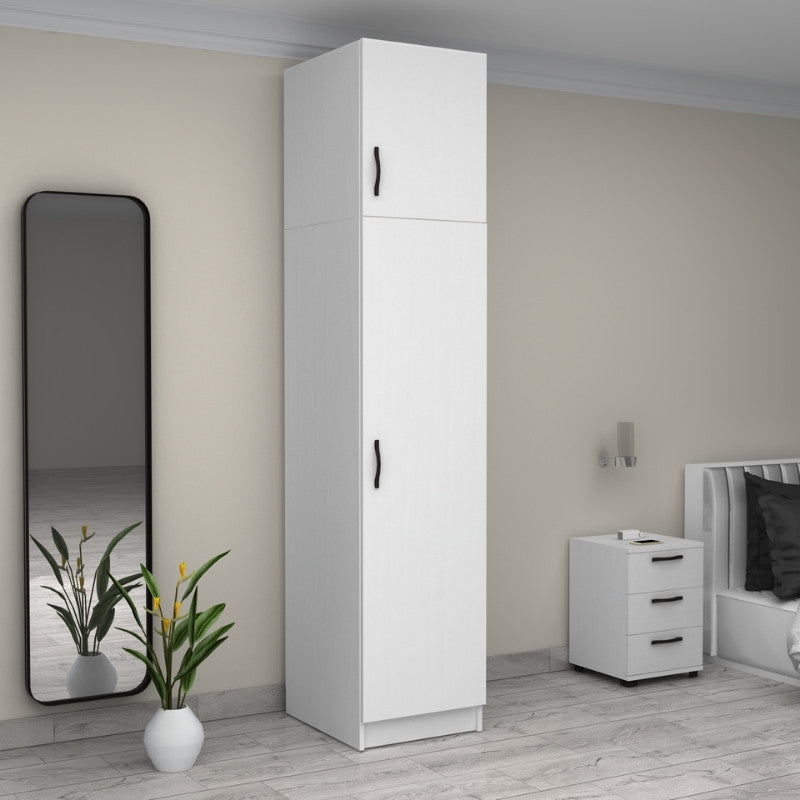 Ντουλάπα ρούχων Victoria Megapap μονόφυλλη με πατάρι χρώμα λευκό 50x60x240εκ. - Hippiehome.gr