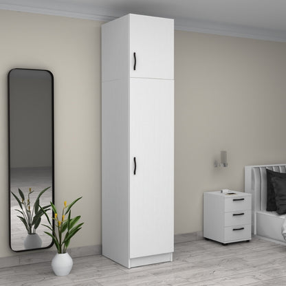 Ντουλάπα ρούχων Victoria Megapap μονόφυλλη με πατάρι χρώμα λευκό 50x60x240εκ. - Hippiehome.gr