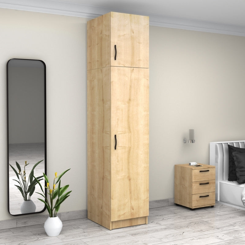 Ντουλάπα ρούχων Victoria Megapap μονόφυλλη με πατάρι χρώμα φυσικό οξιάς 50x60x240εκ. - Hippiehome.gr