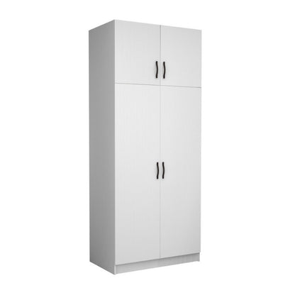 Ντουλάπα ρούχων Victoria Megapap δίφυλλη με πατάρι χρώμα λευκό 100x60x240εκ. - Hippiehome.gr