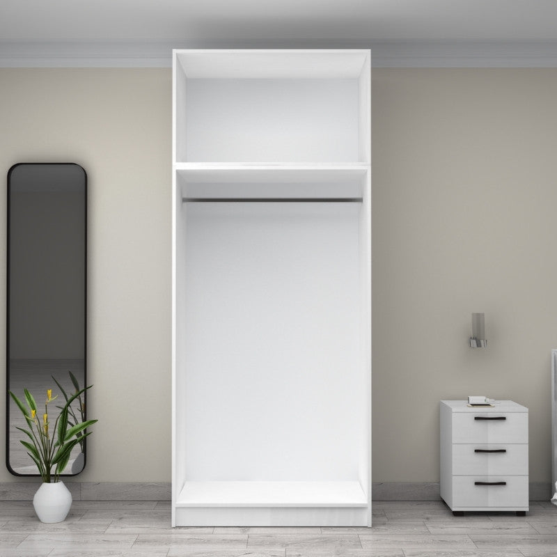 Ντουλάπα ρούχων Victoria Megapap δίφυλλη με πατάρι χρώμα λευκό 100x60x240εκ. - Hippiehome.gr