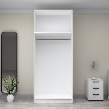 Ντουλάπα ρούχων Victoria Megapap δίφυλλη με πατάρι χρώμα λευκό 100x60x240εκ. - Hippiehome.gr