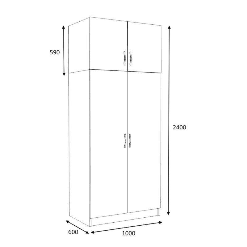 Ντουλάπα ρούχων Victoria Megapap δίφυλλη με πατάρι χρώμα λευκό 100x60x240εκ. - Hippiehome.gr