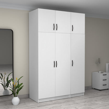 Ντουλάπα ρούχων Victoria Megapap τρίφυλλη με πατάρι χρώμα λευκό 150x60x240εκ. - Hippiehome.gr