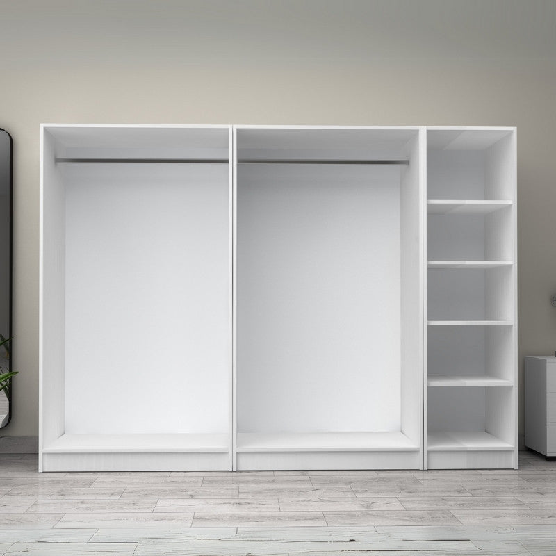 Ντουλάπα ρούχων Victoria Megapap πεντάφυλλη χρώμα λευκό 250x60x181εκ. - Hippiehome.gr