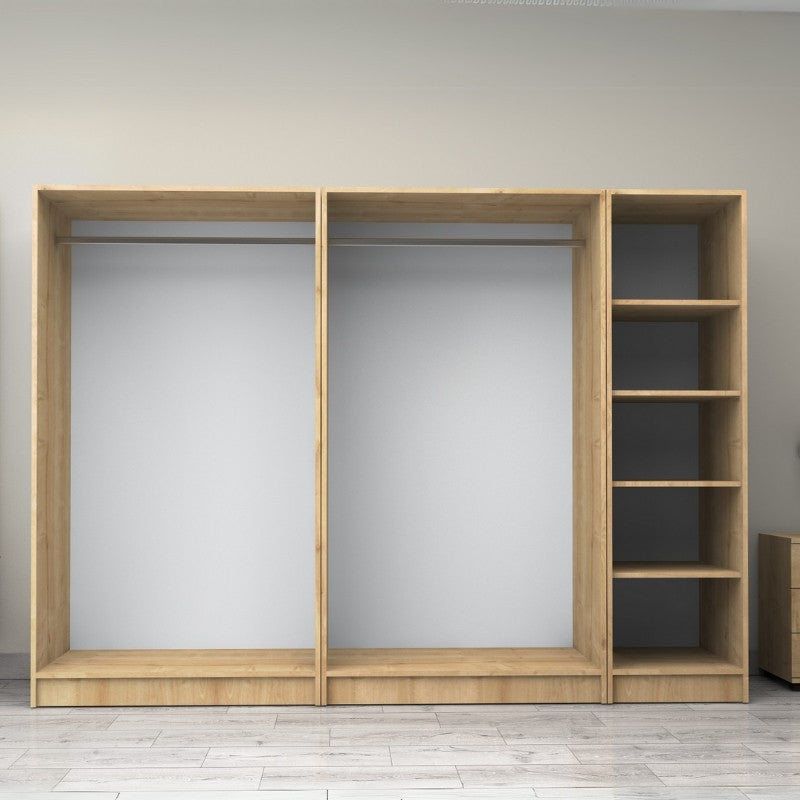 Ντουλάπα ρούχων Victoria Megapap πεντάφυλλη χρώμα φυσικό οξιάς 250x60x181εκ. - Hippiehome.gr