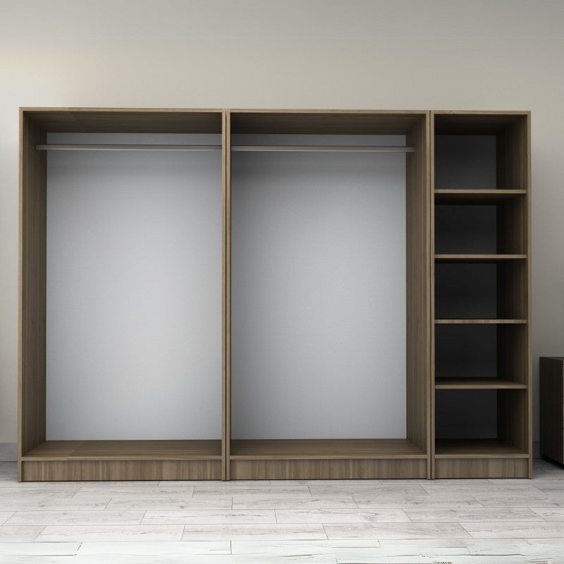 Ντουλάπα ρούχων Victoria Megapap πεντάφυλλη χρώμα καρυδί 250x60x181εκ. - Hippiehome.gr