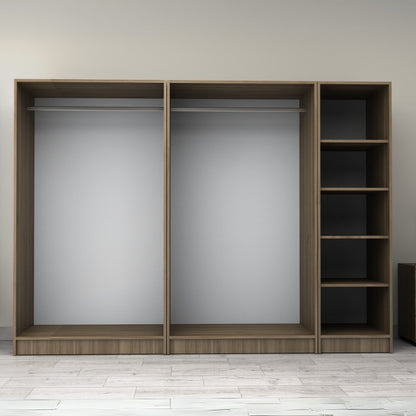 Ντουλάπα ρούχων Victoria Megapap πεντάφυλλη χρώμα καρυδί 250x60x181εκ. - Hippiehome.gr