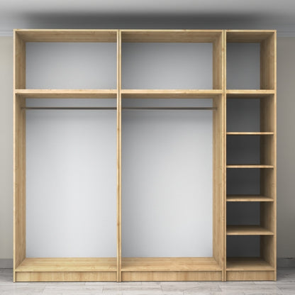 Ντουλάπα ρούχων Victoria Megapap πεντάφυλλη με πατάρι χρώμα φυσικό οξιάς 250x60x240εκ. - Hippiehome.gr