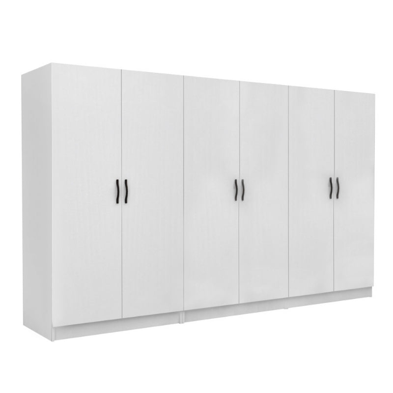 Ντουλάπα ρούχων Victoria Megapap εξάφυλλη χρώμα λευκό 300x60x181εκ. - Hippiehome.gr