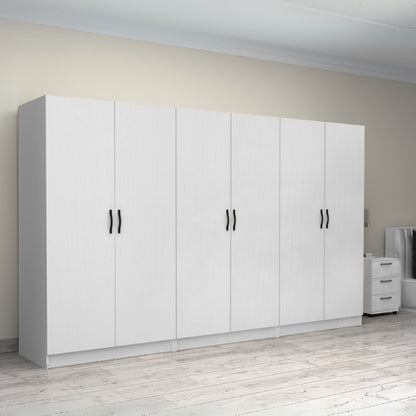 Ντουλάπα ρούχων Victoria Megapap εξάφυλλη χρώμα λευκό 300x60x181εκ. - Hippiehome.gr
