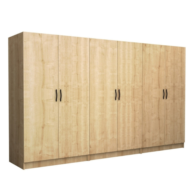 Ντουλάπα ρούχων Victoria Megapap εξάφυλλη χρώμα φυσικό οξιάς 300x60x181εκ. - Hippiehome.gr