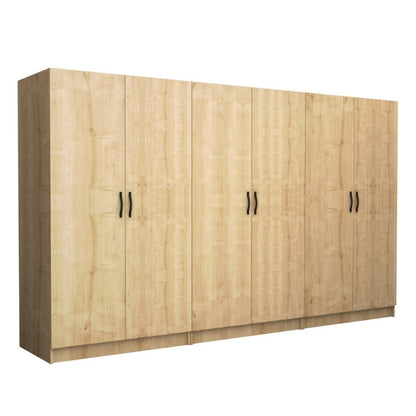 Ντουλάπα ρούχων Victoria Megapap εξάφυλλη χρώμα φυσικό οξιάς 300x60x181εκ. - Hippiehome.gr
