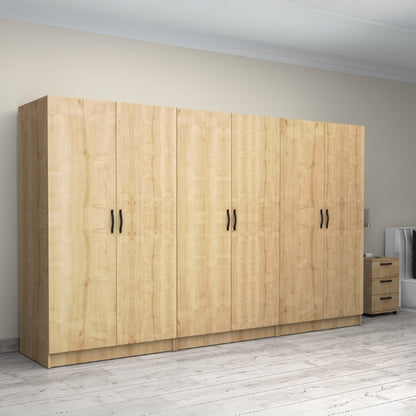 Ντουλάπα ρούχων Victoria Megapap εξάφυλλη χρώμα φυσικό οξιάς 300x60x181εκ. - Hippiehome.gr