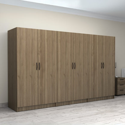 Ντουλάπα ρούχων Victoria Megapap εξάφυλλη χρώμα καρυδί 300x60x181εκ. - Hippiehome.gr