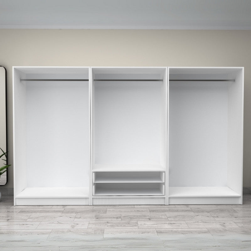 Ντουλάπα ρούχων Victoria Megapap εξάφυλλη με συρτάρια χρώμα λευκό 300x60x181εκ. - Hippiehome.gr