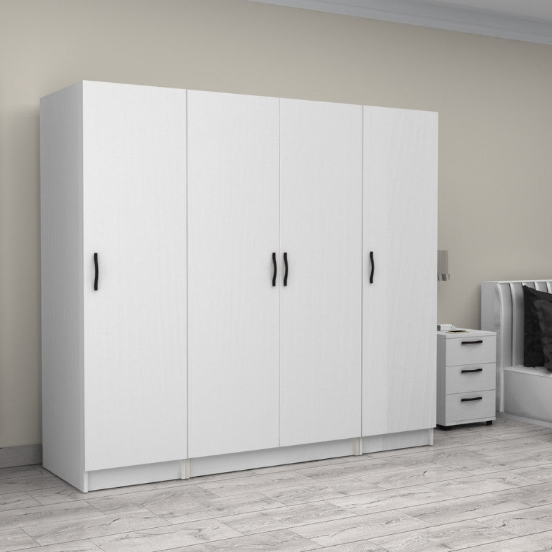 Ντουλάπα ρούχων Victoria Megapap τετράφυλλη χρώμα λευκό 200x60x181εκ. - Hippiehome.gr