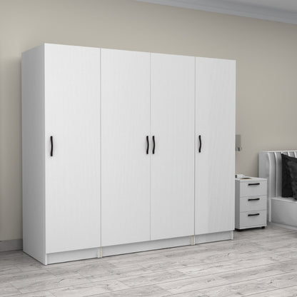Ντουλάπα ρούχων Victoria Megapap τετράφυλλη χρώμα λευκό 200x60x181εκ. - Hippiehome.gr