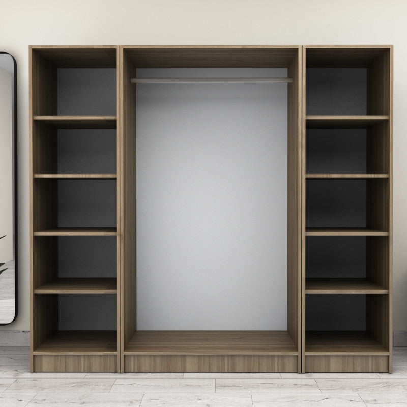 Ντουλάπα ρούχων Victoria Megapap τετράφυλλη χρώμα καρυδί 200x60x181εκ. - Hippiehome.gr