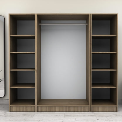 Ντουλάπα ρούχων Victoria Megapap τετράφυλλη χρώμα καρυδί 200x60x181εκ. - Hippiehome.gr