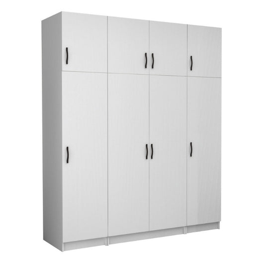 Ντουλάπα ρούχων Victoria Megapap τετράφυλλη με πατάρι χρώμα λευκό 200x60x240εκ. - Hippiehome.gr