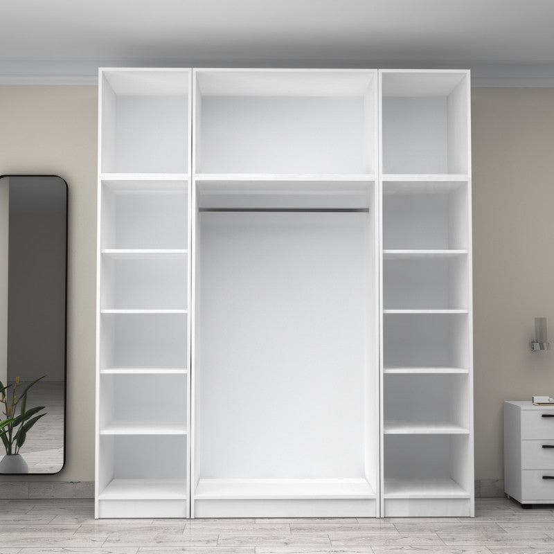 Ντουλάπα ρούχων Victoria Megapap τετράφυλλη με πατάρι χρώμα λευκό 200x60x240εκ. - Hippiehome.gr