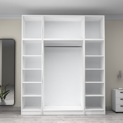 Ντουλάπα ρούχων Victoria Megapap τετράφυλλη με πατάρι χρώμα λευκό 200x60x240εκ. - Hippiehome.gr