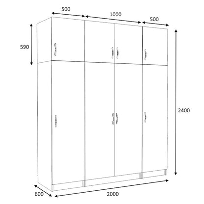 Ντουλάπα ρούχων Victoria Megapap τετράφυλλη με πατάρι χρώμα λευκό 200x60x240εκ. - Hippiehome.gr