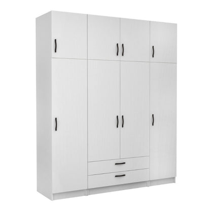 Ντουλάπα ρούχων Victoria Megapap τετράφυλλη με πατάρι και συρτάρια χρώμα λευκό 200x60x240εκ. - Hippiehome.gr