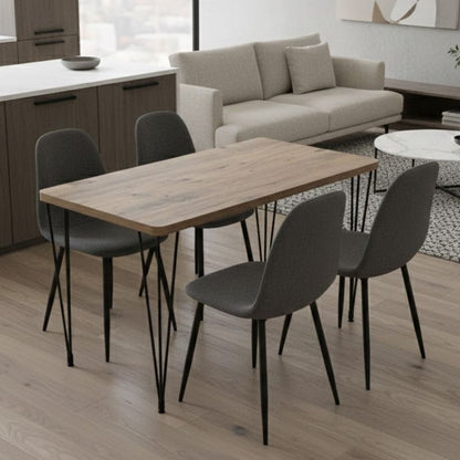 Σετ τραπεζαρία 5τμχ Roger - Iris Megapap Mdf - ύφασμα χρώμα ακακίας - γκρι 120x70x75εκ. - Hippiehome.gr