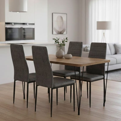 Σετ τραπεζαρία 5τμχ Roger - Rosa Megapap Mdf - ύφασμα χρώμα ακακίας - γκρι 120x70x75εκ. - Hippiehome.gr
