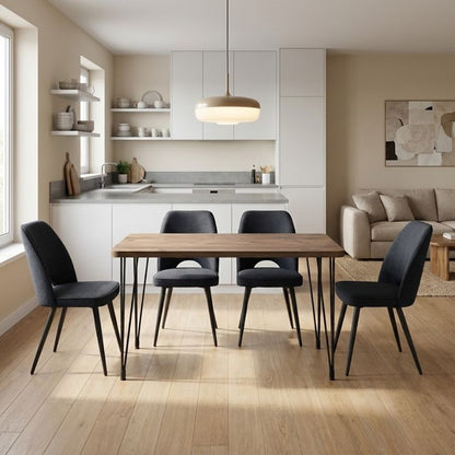 Σετ τραπεζαρία 5τμχ Roger - Christy Megapap Mdf - ύφασμα χρώμα ακακίας - ανθρακί 120x70x75εκ. - Hippiehome.gr