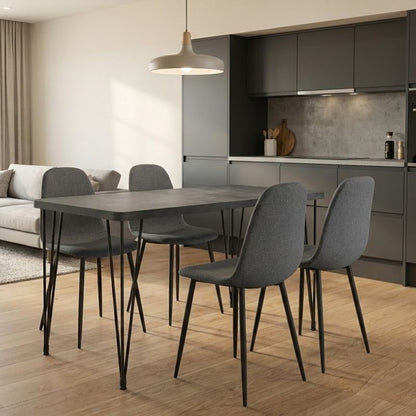 Σετ τραπεζαρία 5τμχ Roger - Iris Megapap Mdf - ύφασμα χρώμα σκούρο γκρι σκυροδέματος - γκρι 120x70x75εκ. - Hippiehome.gr
