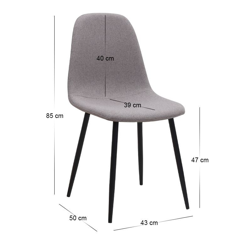 Σετ τραπεζαρία 5τμχ Roger - Iris Megapap Mdf - ύφασμα χρώμα σκούρο γκρι σκυροδέματος - ανοιχτό μπεζ 120x70x75εκ. - Hippiehome.gr