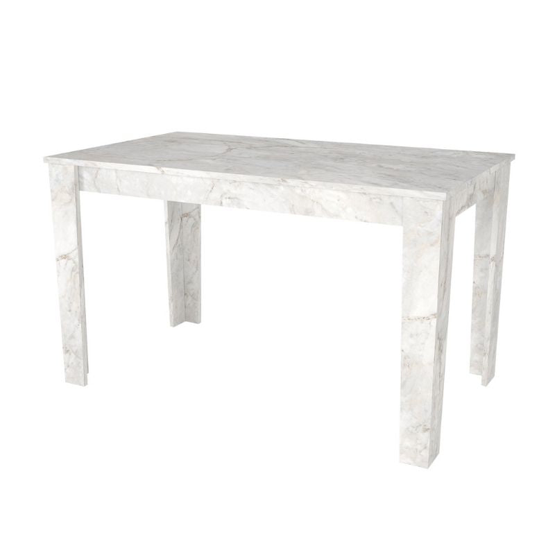 Σετ τραπεζαρία 5τμχ Darlen - Rosa Megapap χρώμα λευκό εφέ μαρμάρου - γκρι/χρωμίου πόδι 125x72x74εκ. - Hippiehome.gr