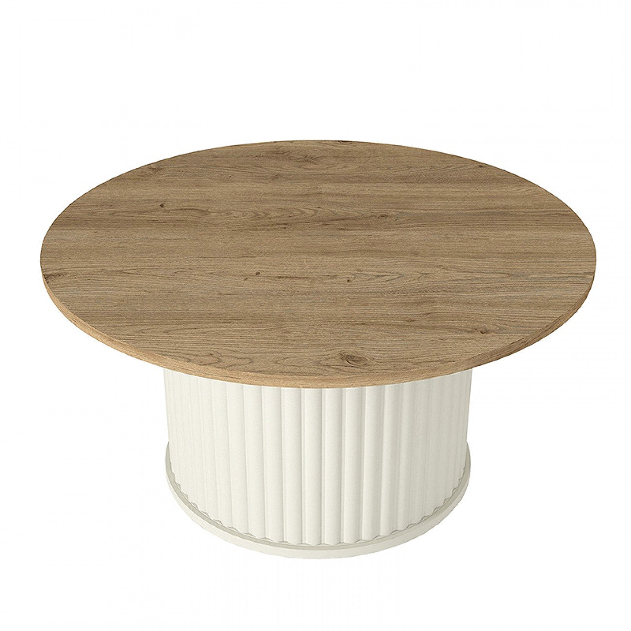 Τραπεζάκι σαλονιού Bohema Megapap χρώμα ivory - sepet oak Ø85x43,2εκ. - Hippiehome.gr
