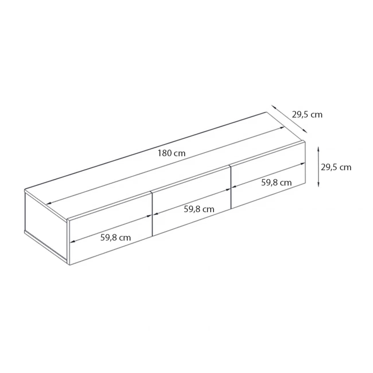 Έπιπλο τηλεόρασης επιτοίχιο Damla Megapap από μελαμίνη με LED χρώμα λευκό 180x29,5x29,5εκ. - Hippiehome.gr
