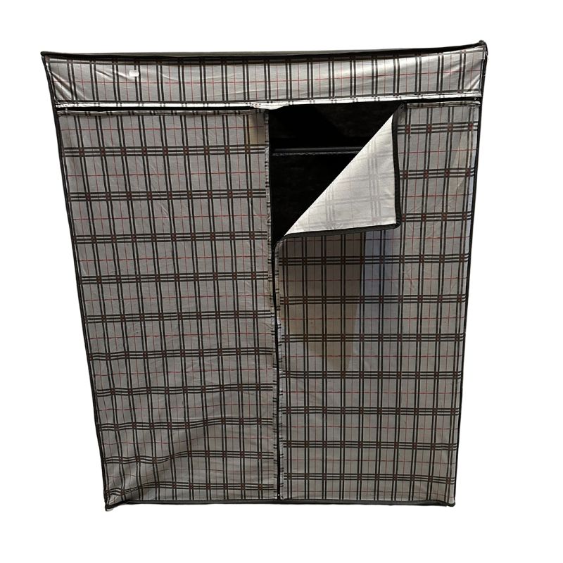 Ντουλάπα Perilla υφασμάτινη με φερμουάρ χρώμα γκρι 117x48x145εκ. - Hippiehome.gr